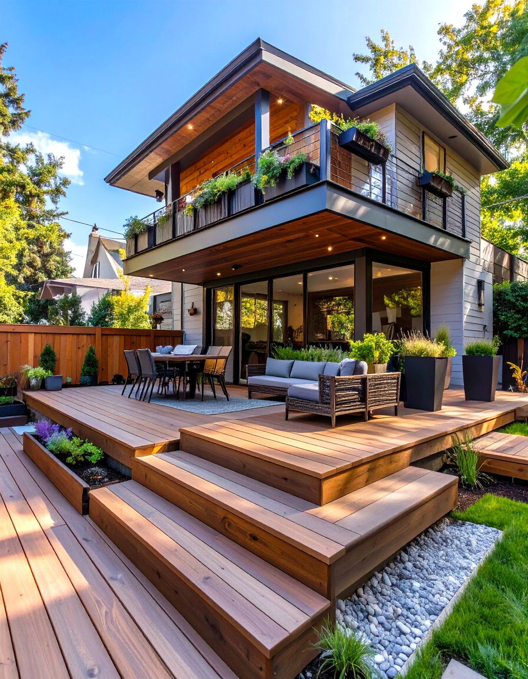 Multi Level Decking - 30 small backyard ideas no grass