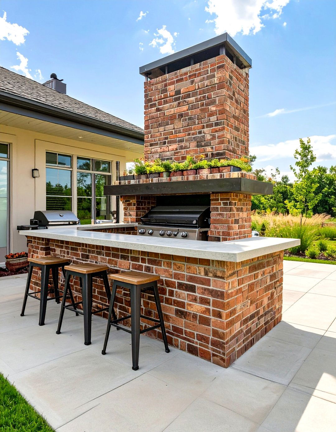 Multi Level Outdoor Brick BBQ with a Bar - 30 outdoor brick bbq designs pictures