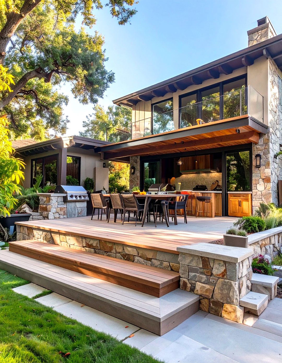 Multi Level Outdoor Kitchen and Patio - 30 outdoor kitchens ideas