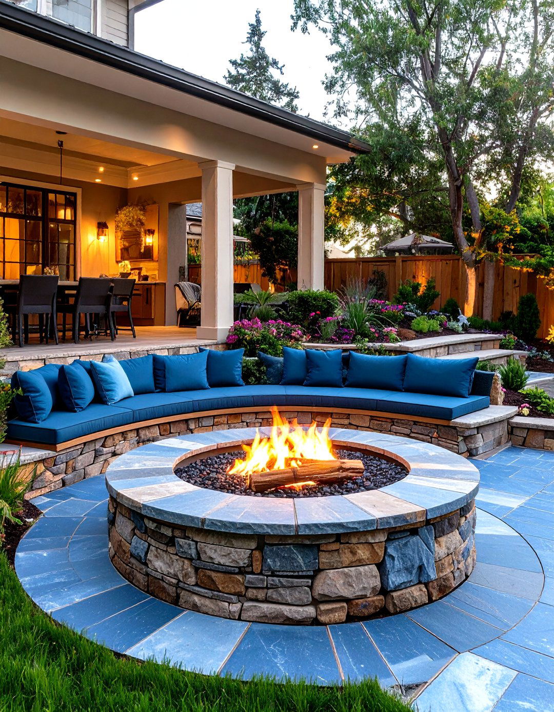 Multi Level Patio with Fire Pit - 30 fire pit backyard ideas