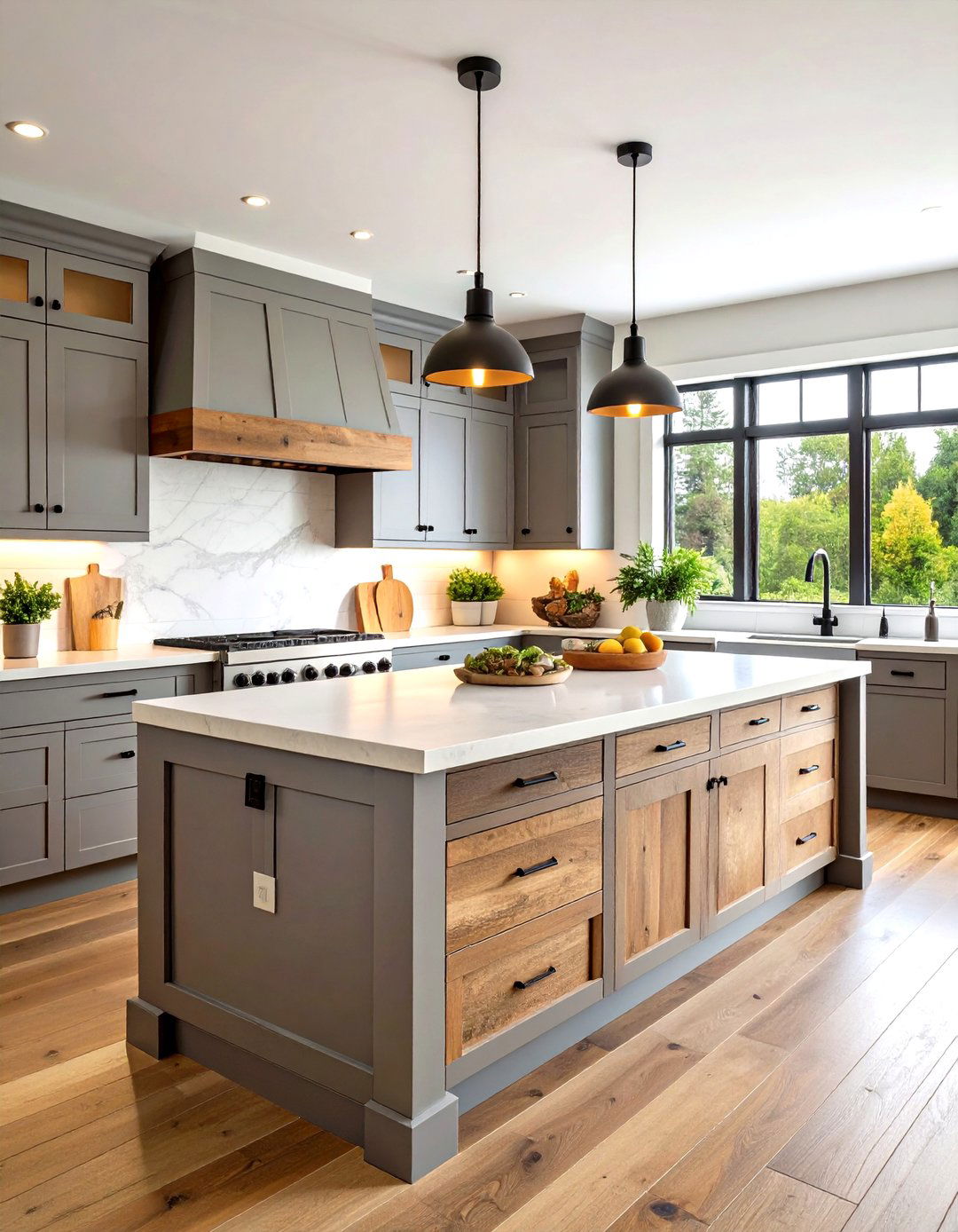 Multi Material Farmhouse Kitchen Island - 30 rustic farmhouse kitchen island ideas
