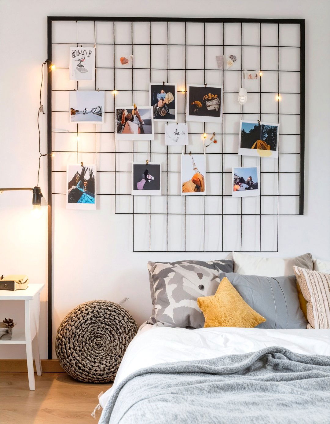 Multi Panel Photo Grid Wall - 30 small teen bedroom ideas