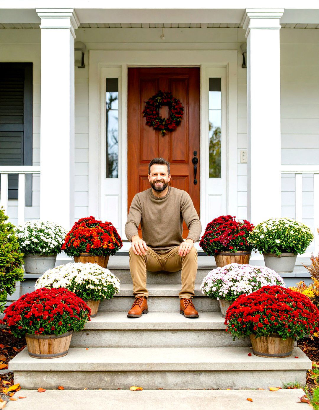 Mum Covered Front Porch - 30 front porch fall decorating ideas