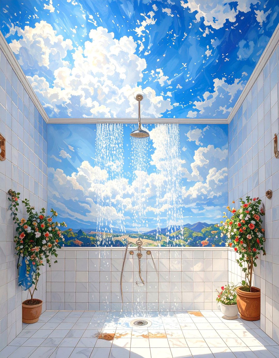 Mural Painted on Shower Ceiling - 30 shower ceiling ideas