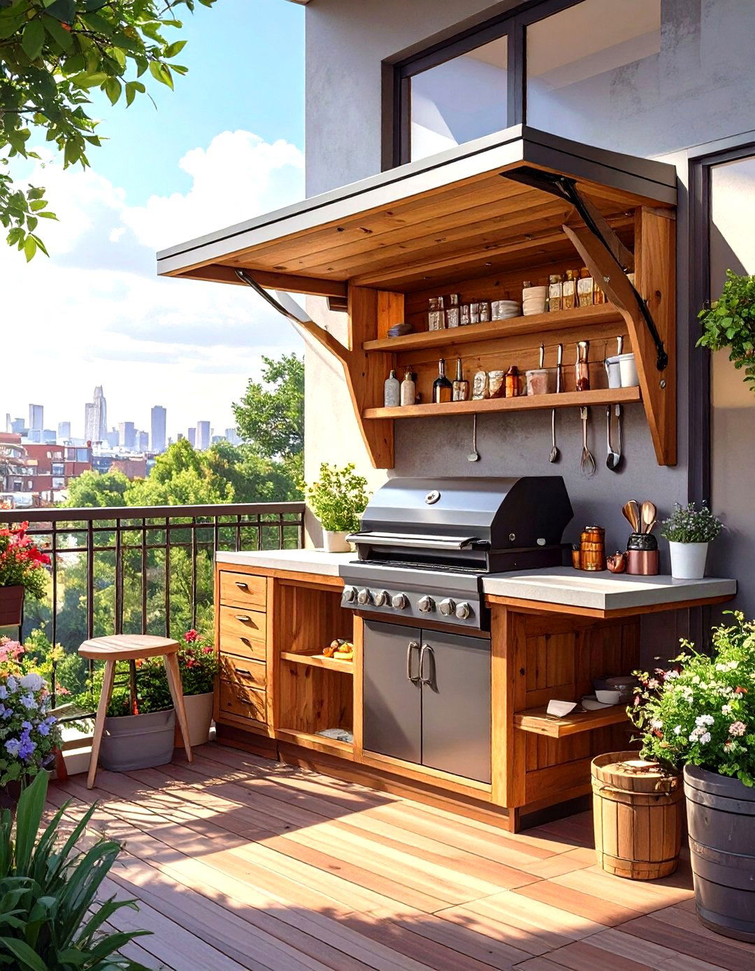 Murphy Bar Style BBQ Station - 30 small outdoor bbq area ideas