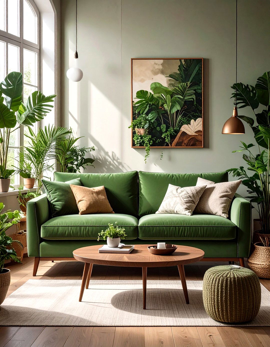 Mushroom and Olive Green Living Room - 30 neutral living room color ideas