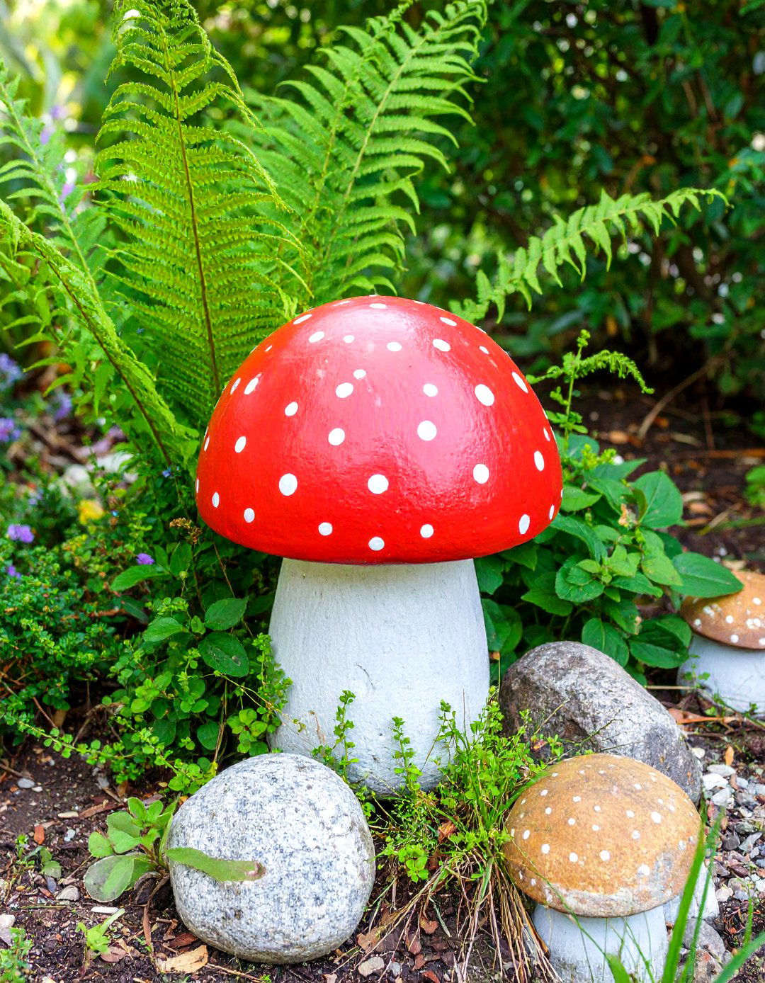 Mushroom and Toadstool Painted Rocks - 30 rock painting ideas for garden