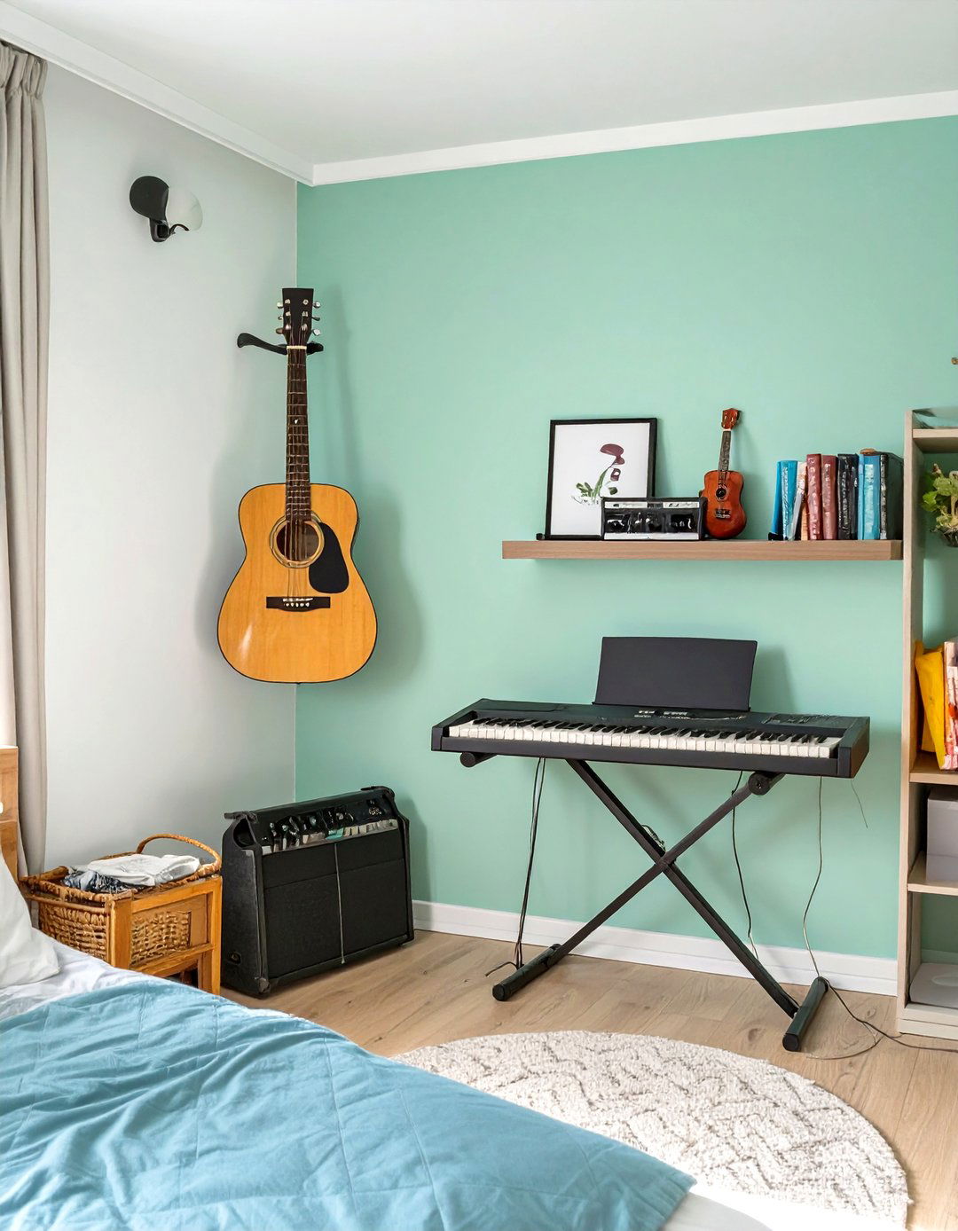 Music Corner with Instrument Display - 30 teenage girl room ideas