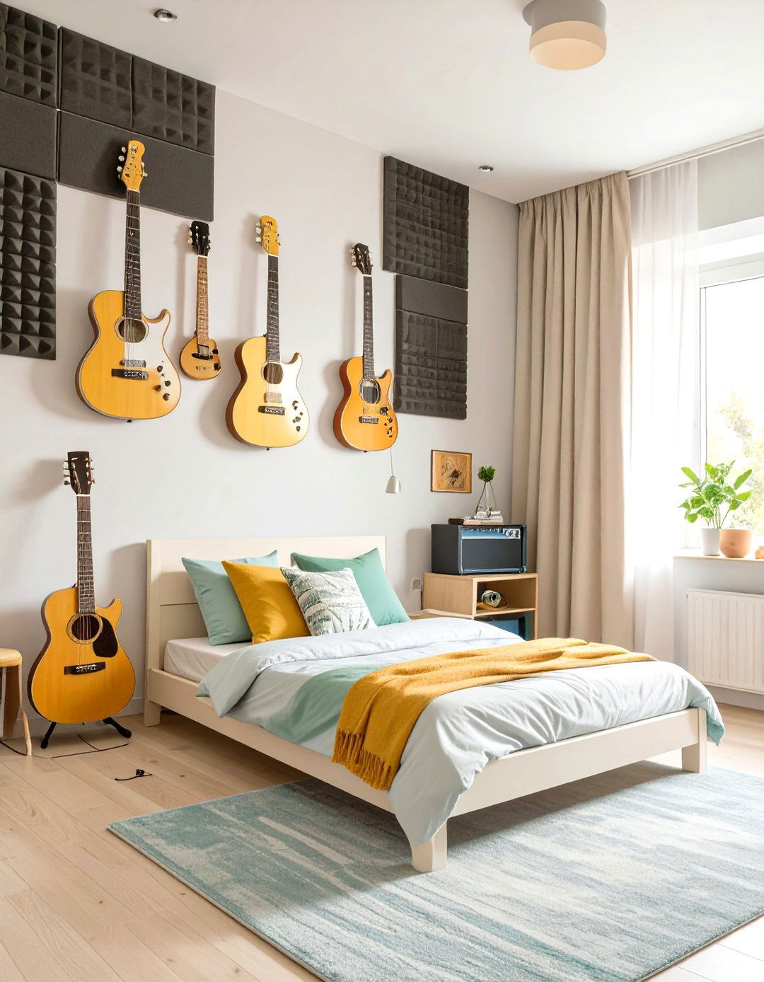 Music Inspired Teenage Boys Room with Guitar Mounts - 30 teenage boys room ideas