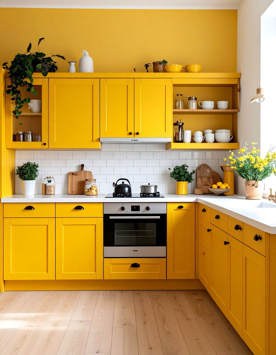 Mustard Yellow Painted Kitchen Cabinets - 30 painted kitchen cabinet ideas