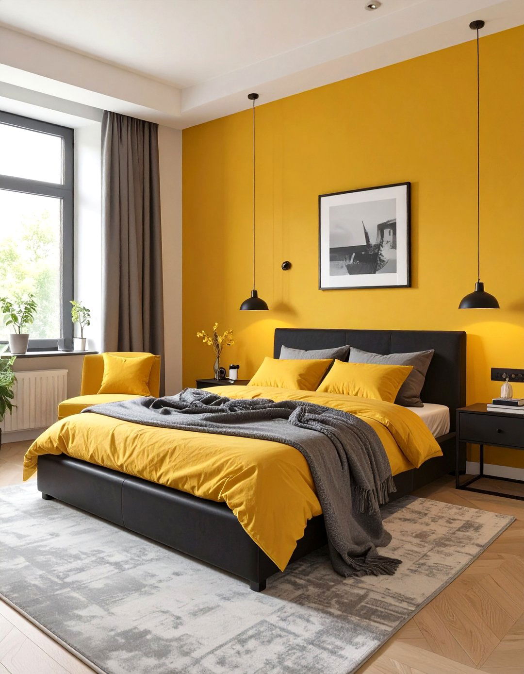 Mustard Yellow and Black Bedroom - 30 color ideas for bedroom