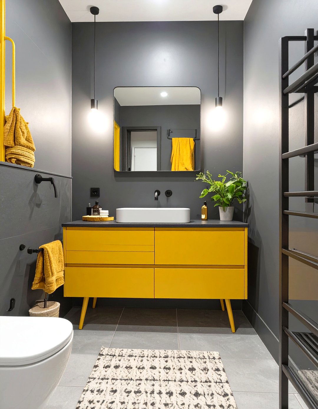 Mustard Yellow for a Bold Retro Accent - 30 small bathroom bathroom color ideas