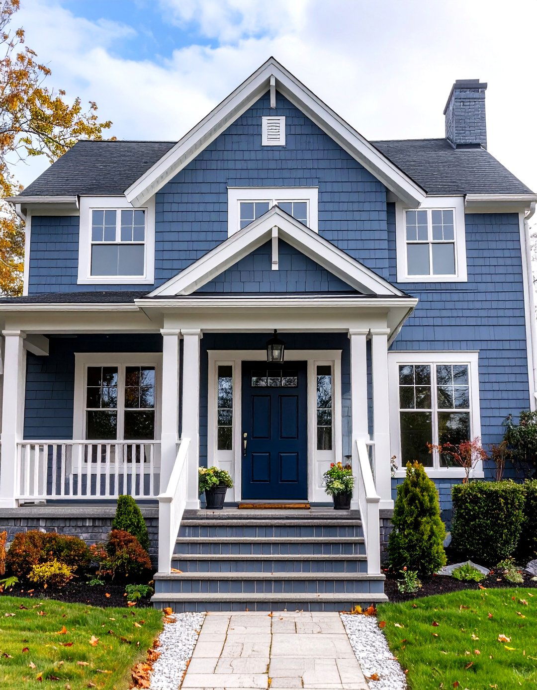 Muted Blue Gray Exterior - 30 exterior brick paint color ideas