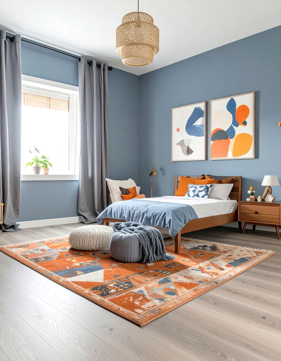Muted Blue and Burnt Orange Room - 30 boys room color ideas