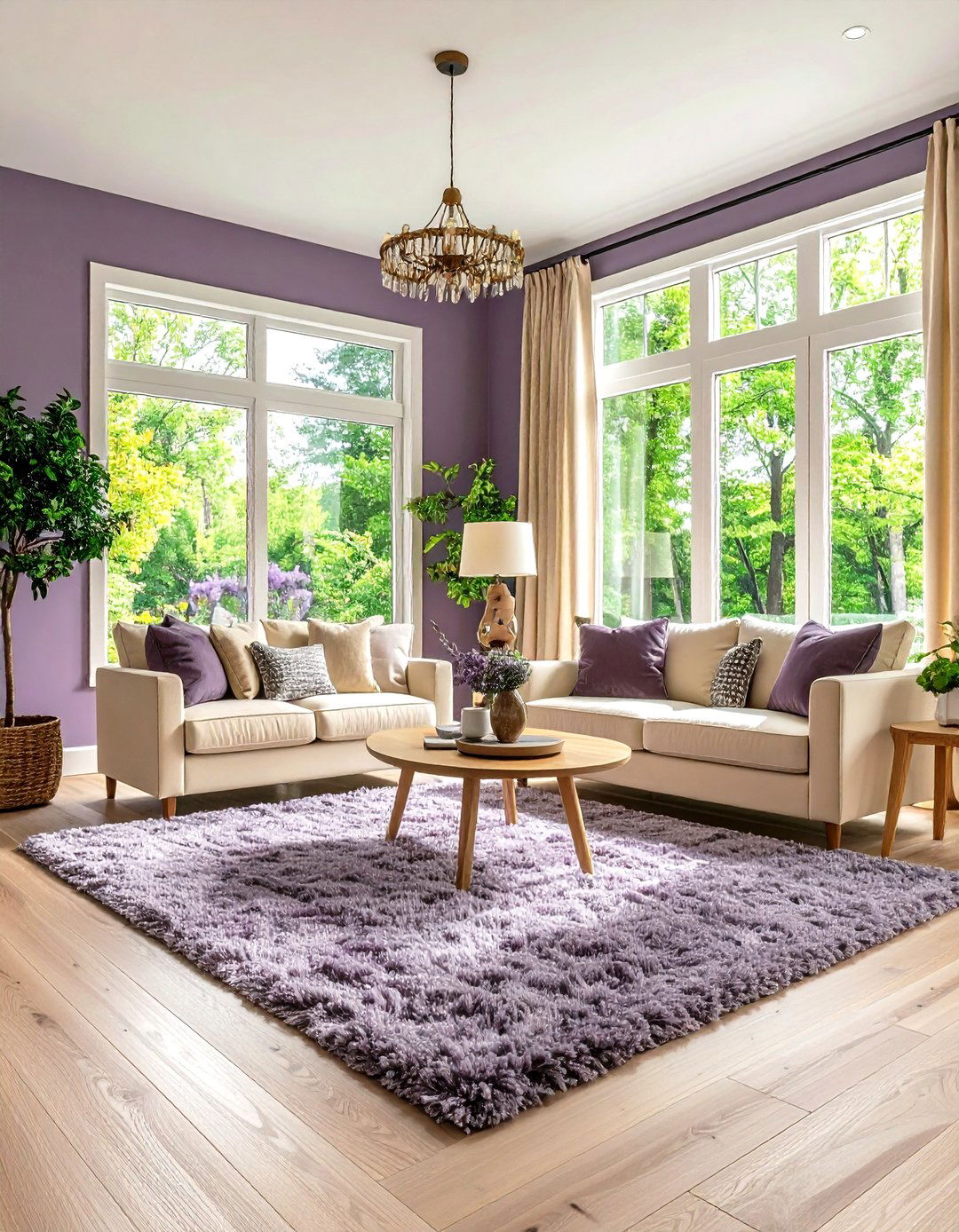 Muted Lavender Accent Wall For A Gentle Living Room - 30 living room paint ideas with accent wall