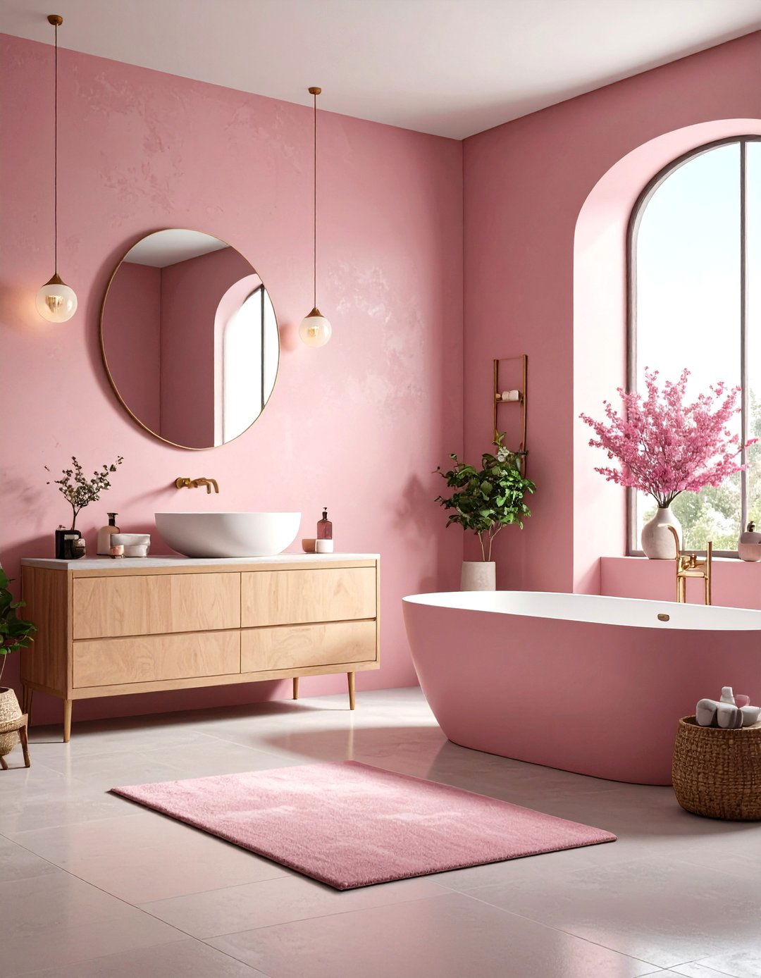 Muted Pink Venetian Plaster - 30 pink bathroom ideas