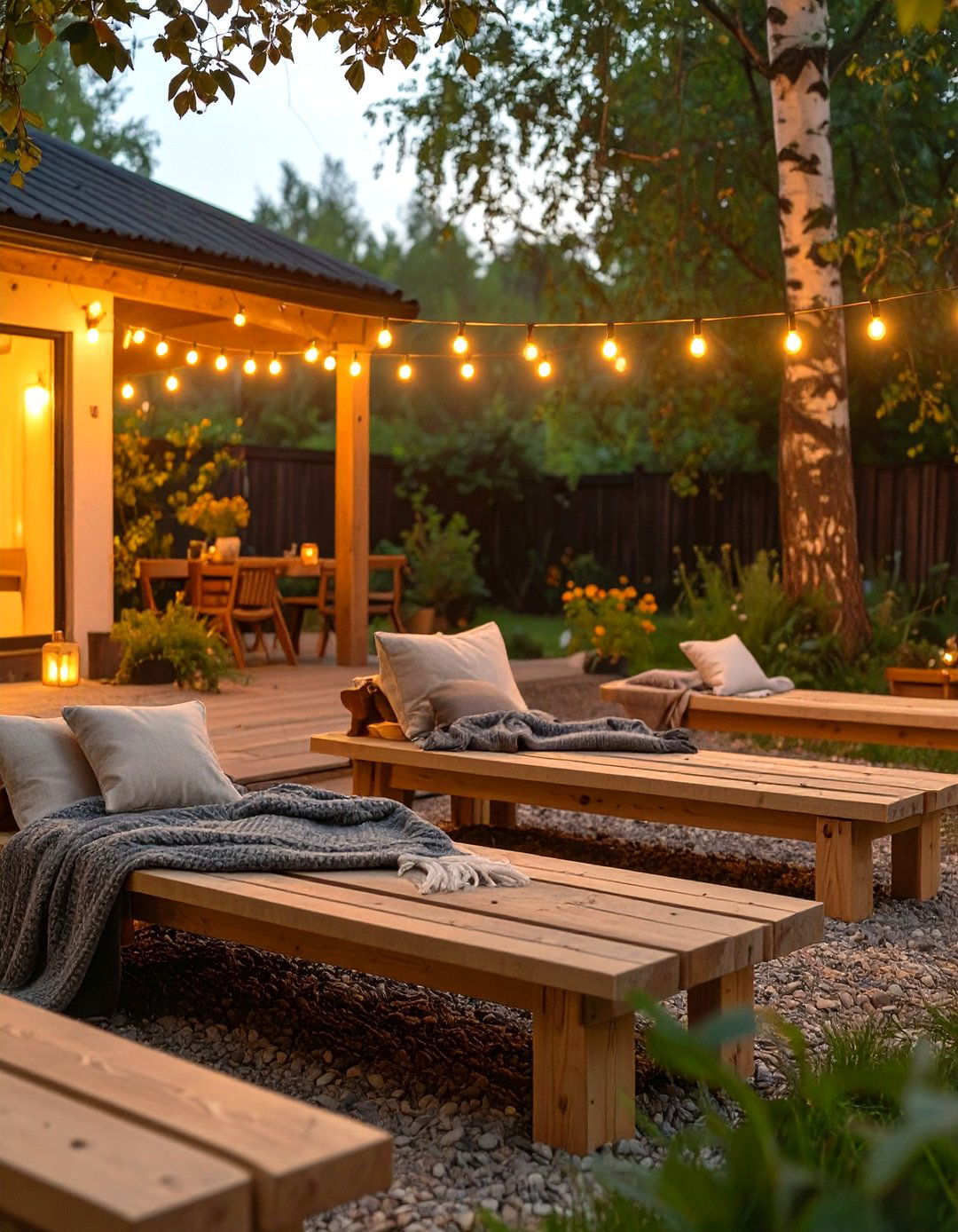 Muted Tones Scandinavian Retreat - 30 backyard movie night ideas