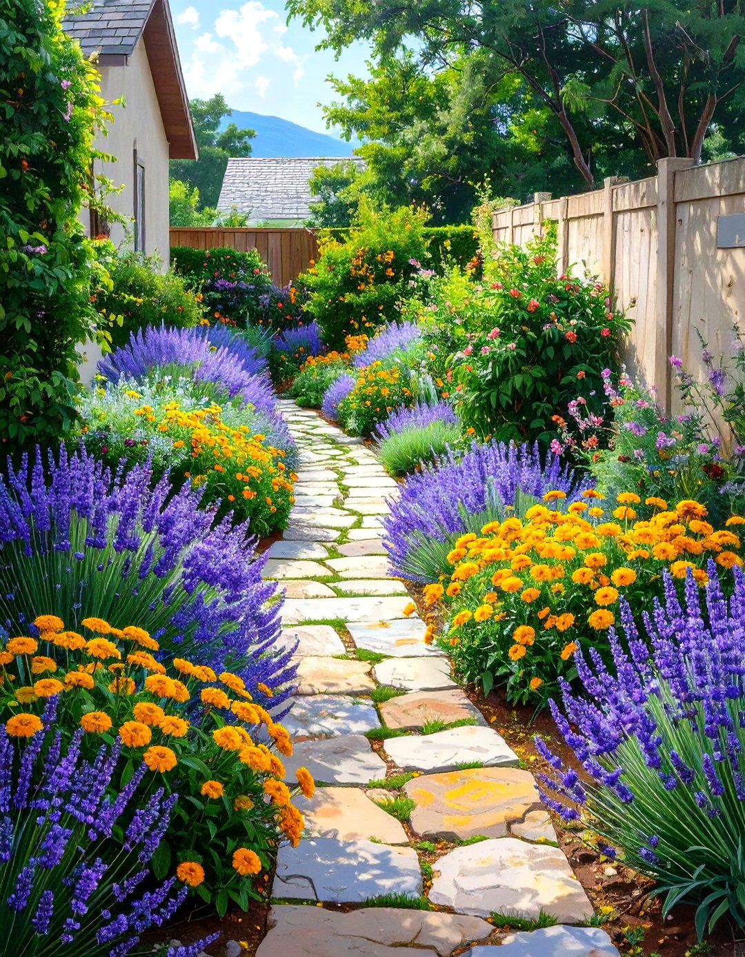 Narrow Pathway Border Garden - 30 small backyard garden ideas