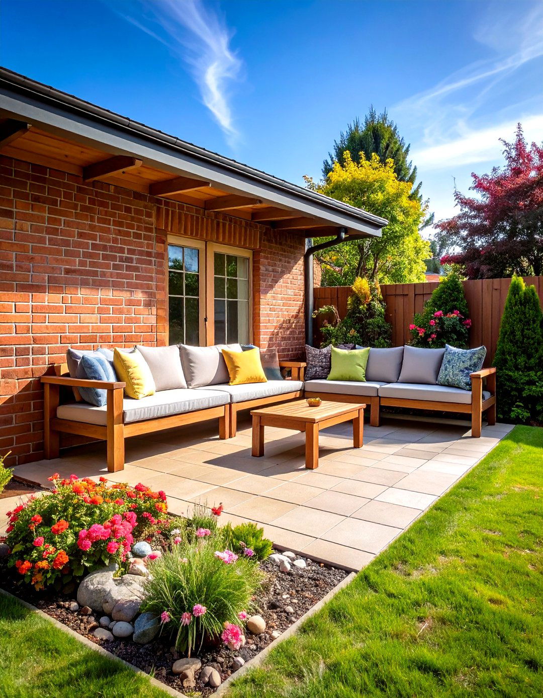 Narrow Rectangular Patio with Bench Seating - 30 patio layout ideas rectangle
