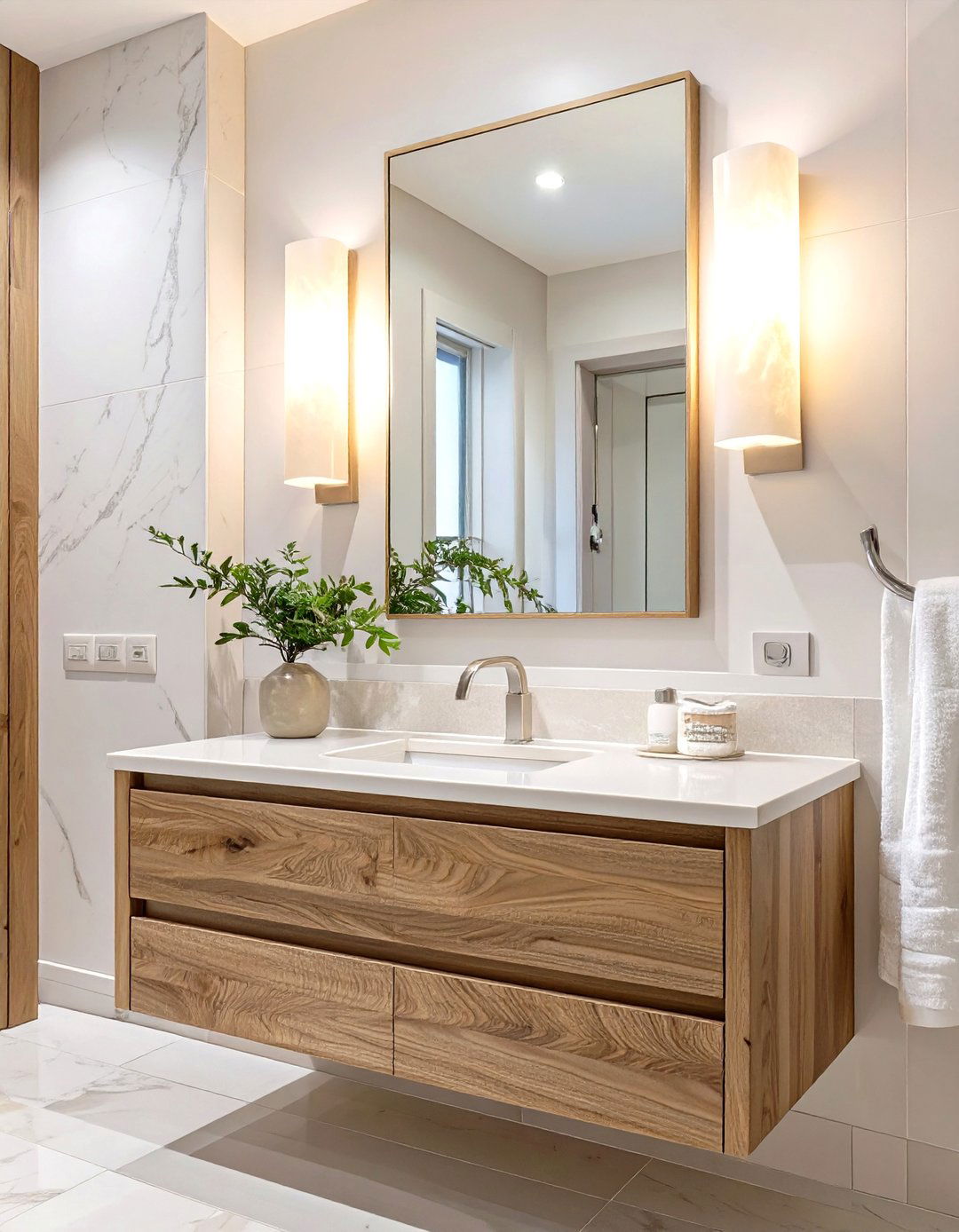 Natural Alabaster Sconce Glow - 30 bathroom vanity lighting ideas