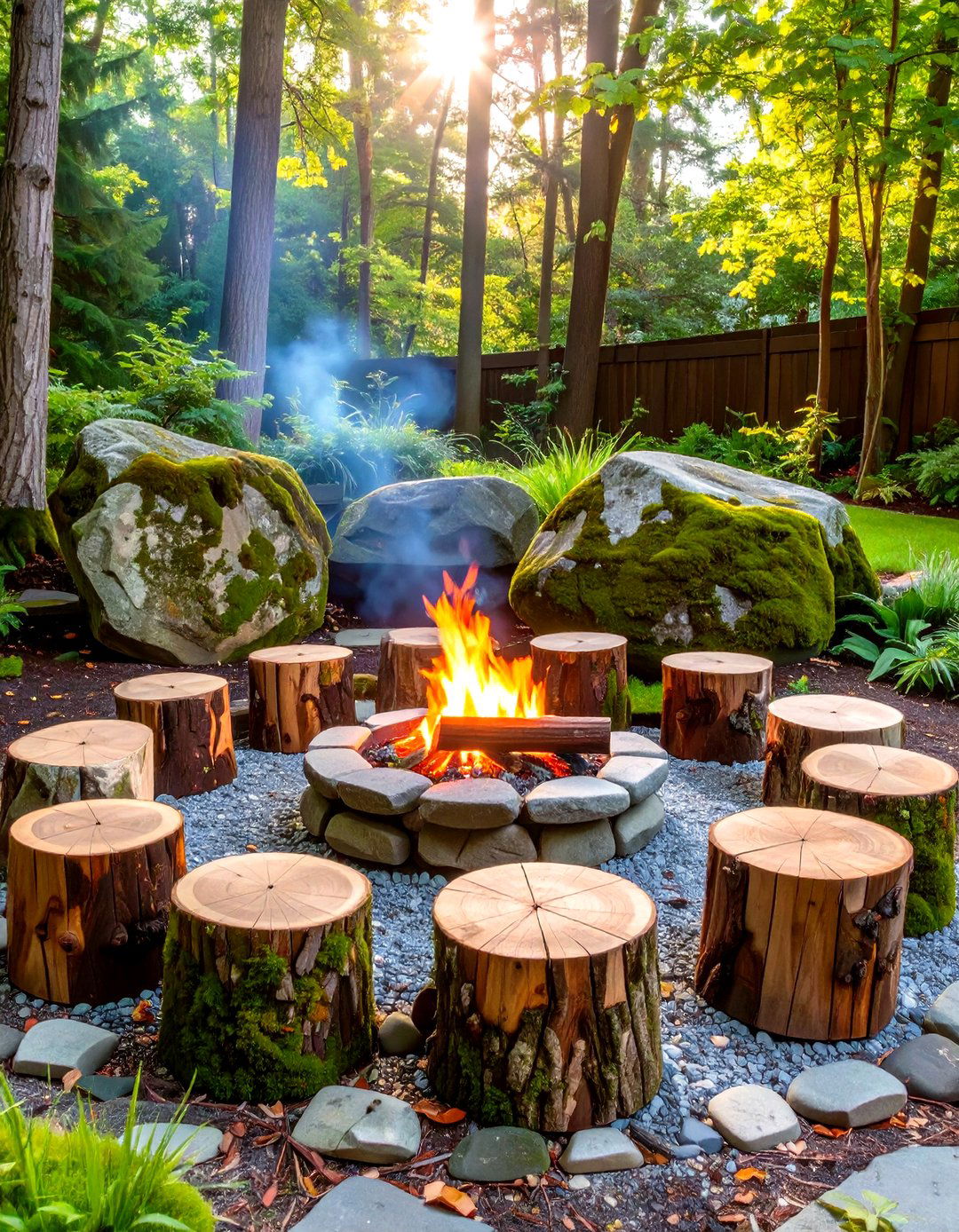 Natural Boulder Fire Pit - 30 small backyard fire pit ideas landscaping