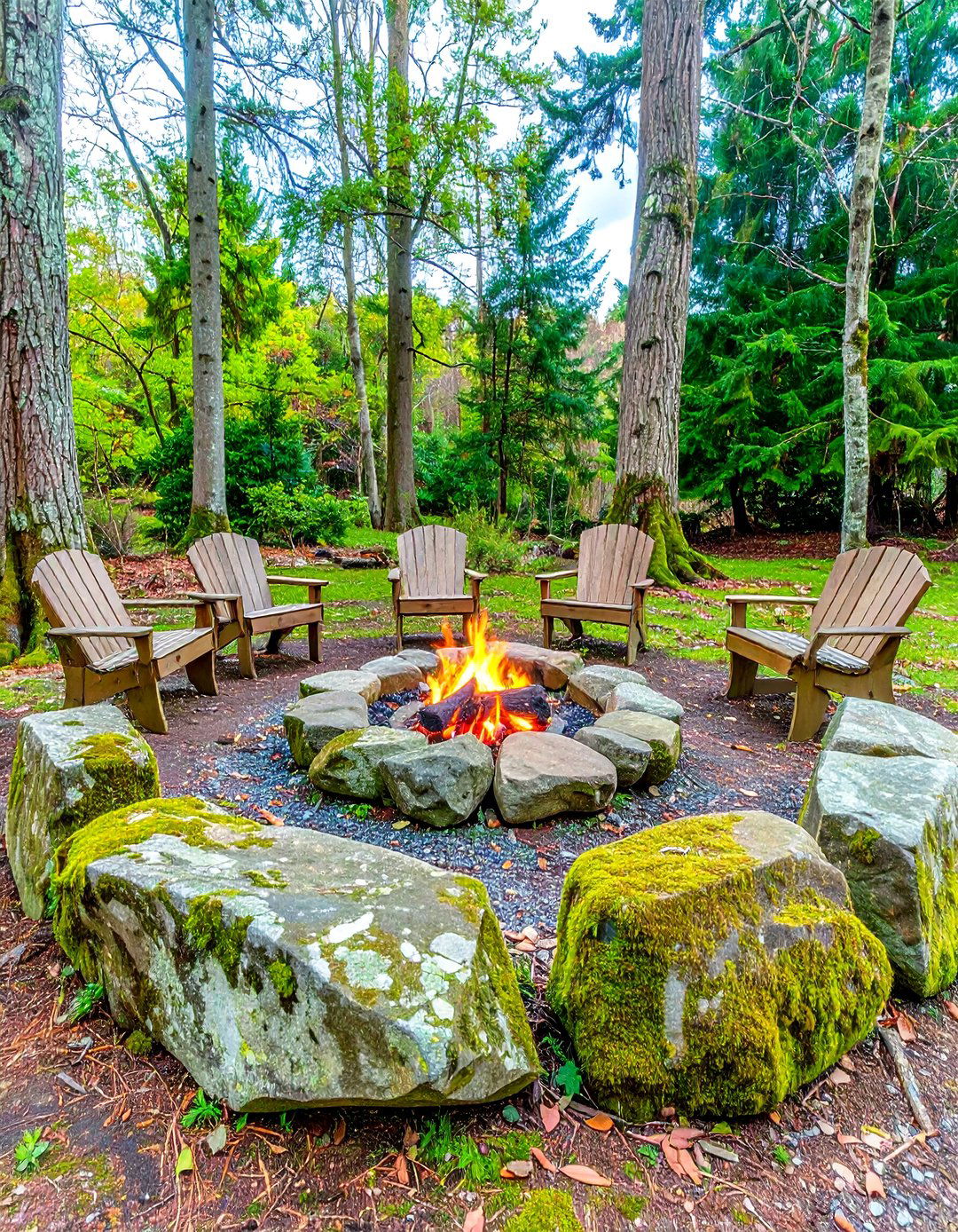 Natural Boulder Firepit Ring - 30 backyard firepit ideas