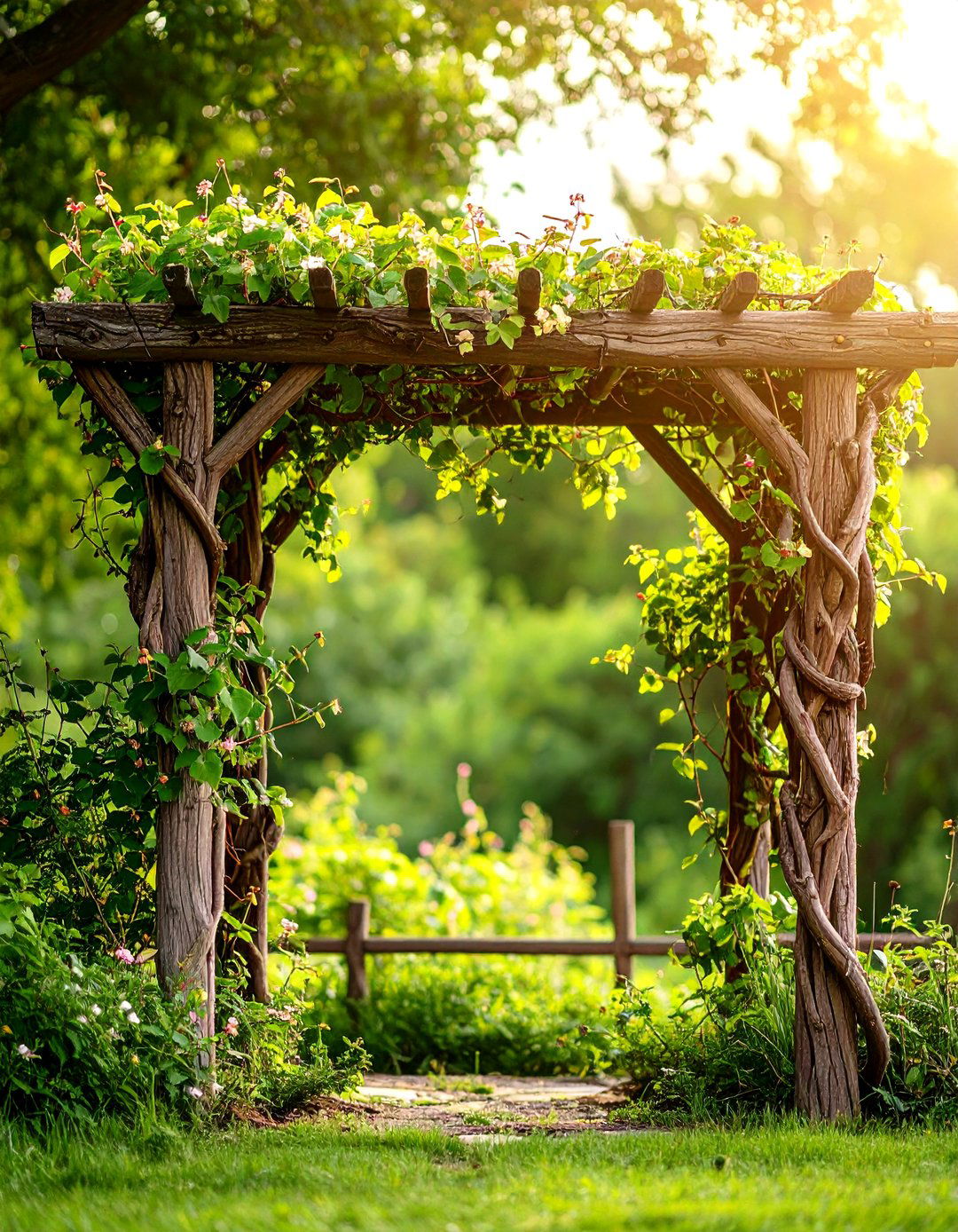 Natural Branch Garden Trellis - 30 garden trellis ideas