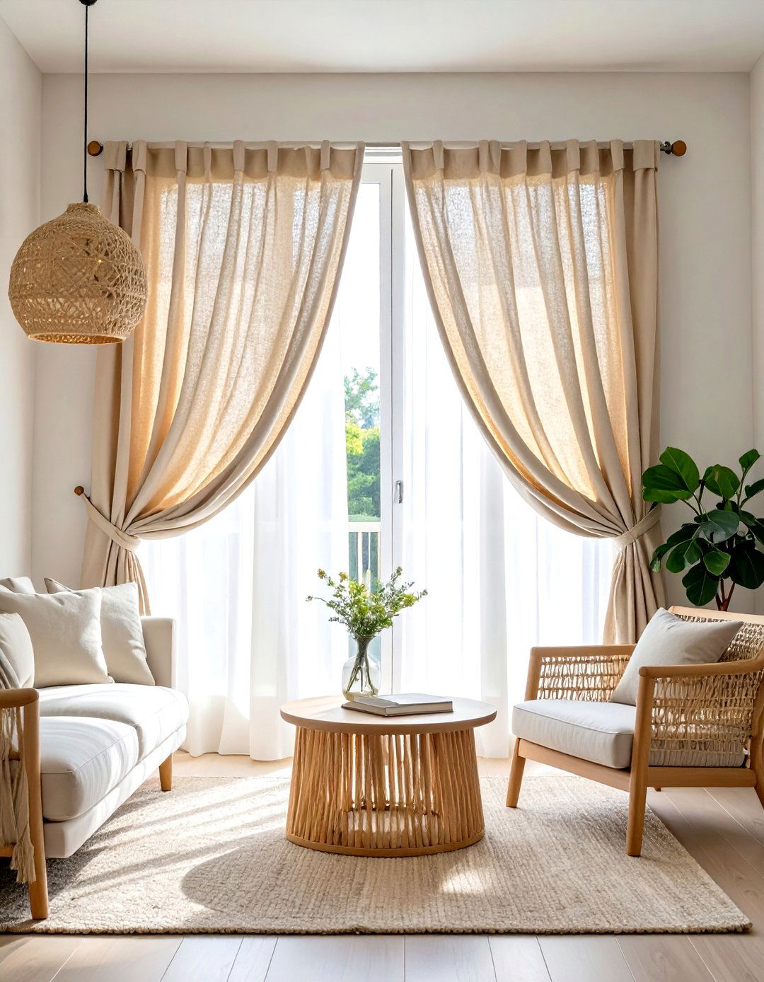 Natural Fiber Curtains - 30 modern curtain designs for living room