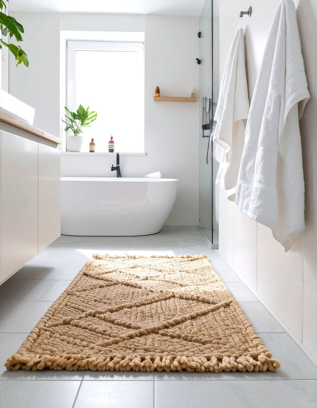 Natural Fiber Rugs and Textiles - 30 scandinavian bathroom design ideas