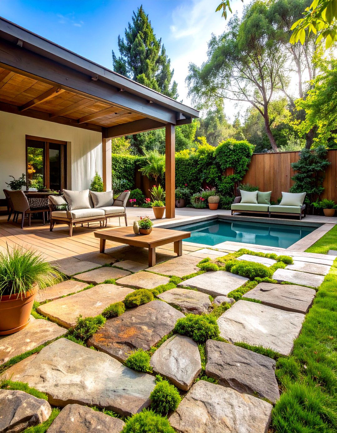 Natural Flagstone Pool Patio - 30 pool patio ideas