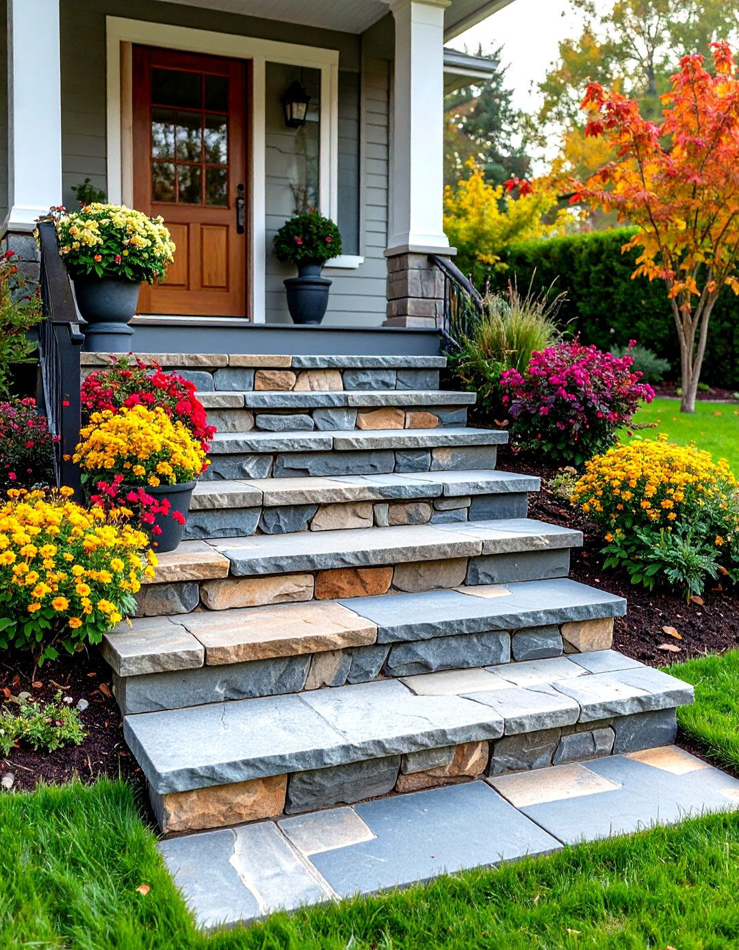 Natural Flagstone Porch Steps - 30 porch steps ideas