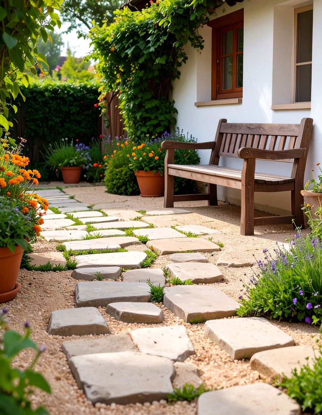 Natural Flagstone Set in Sand - 30 cheap patio floor ideas