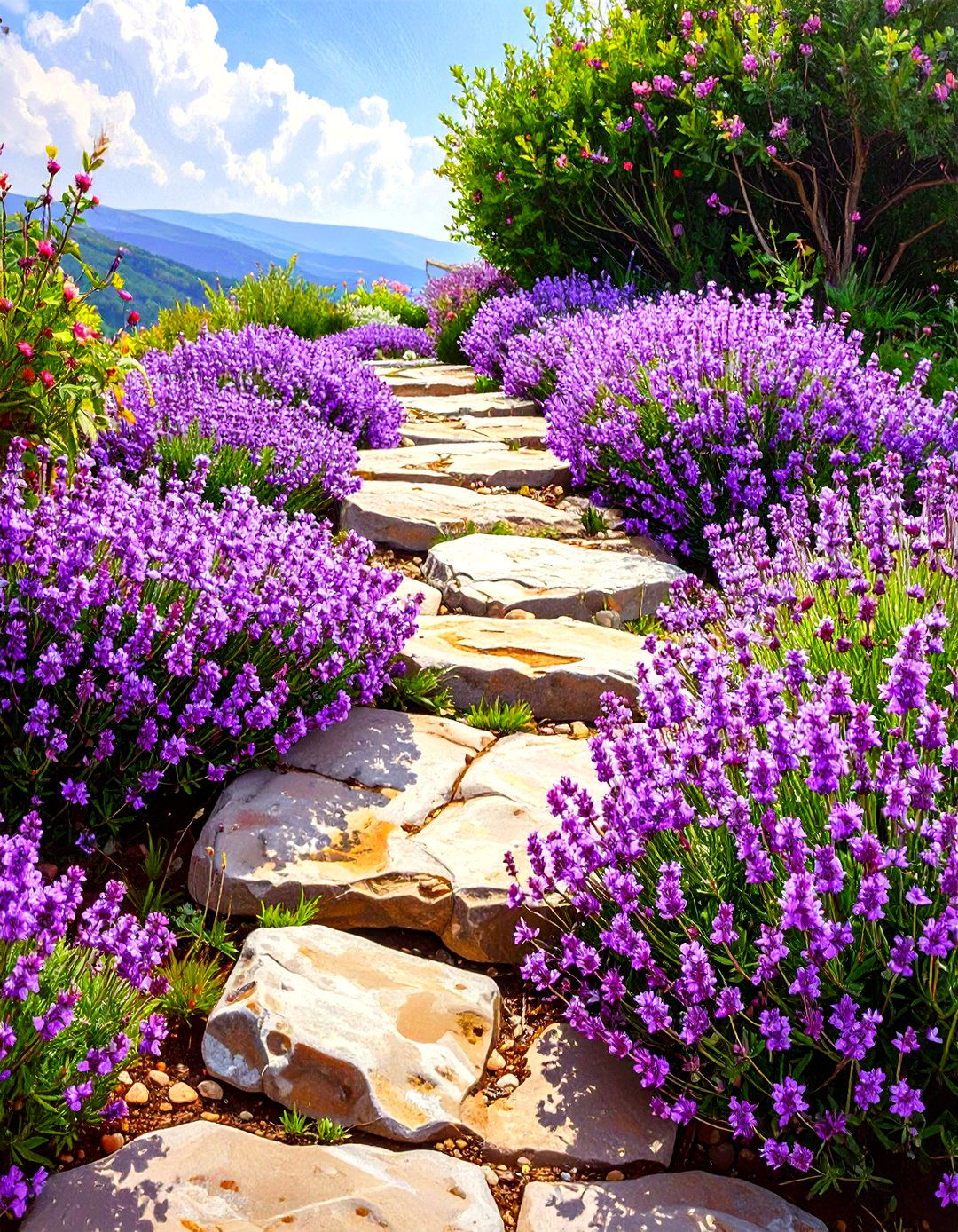 Natural Flagstone with Creeping Thyme - 30 modern garden path ideas