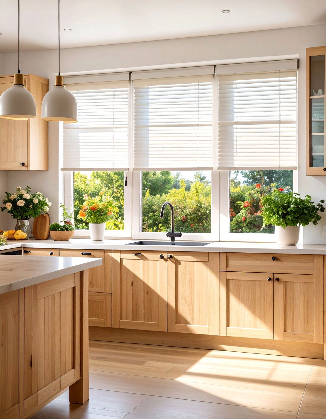 Natural Light with Sheer Blinds - 30 kitchen blinds ideas