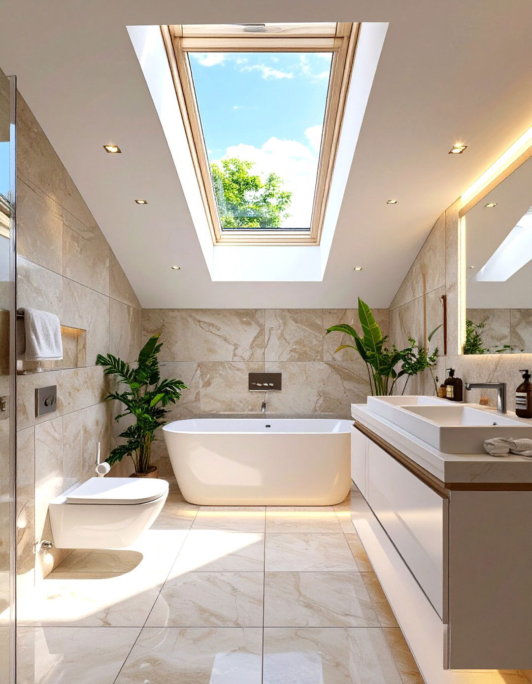 Natural Light with a Skylight - 30 small modern bathroom ideas