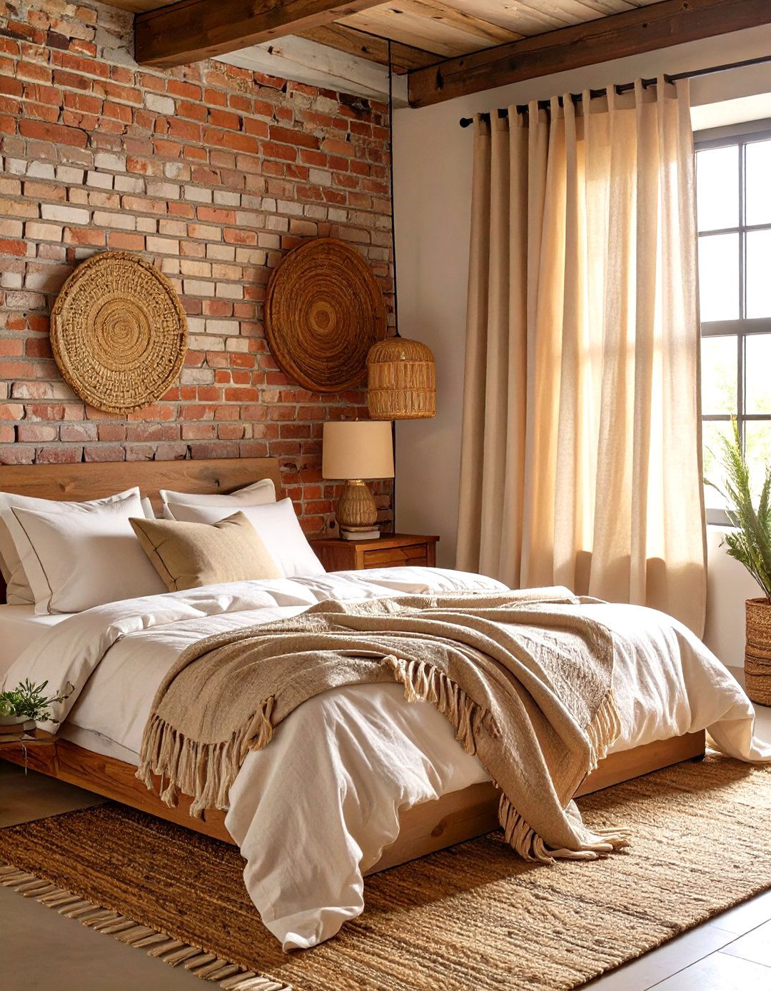 Natural Linen Curtains in an Earthy Bedroom - 30 curtain ideas for bedroom