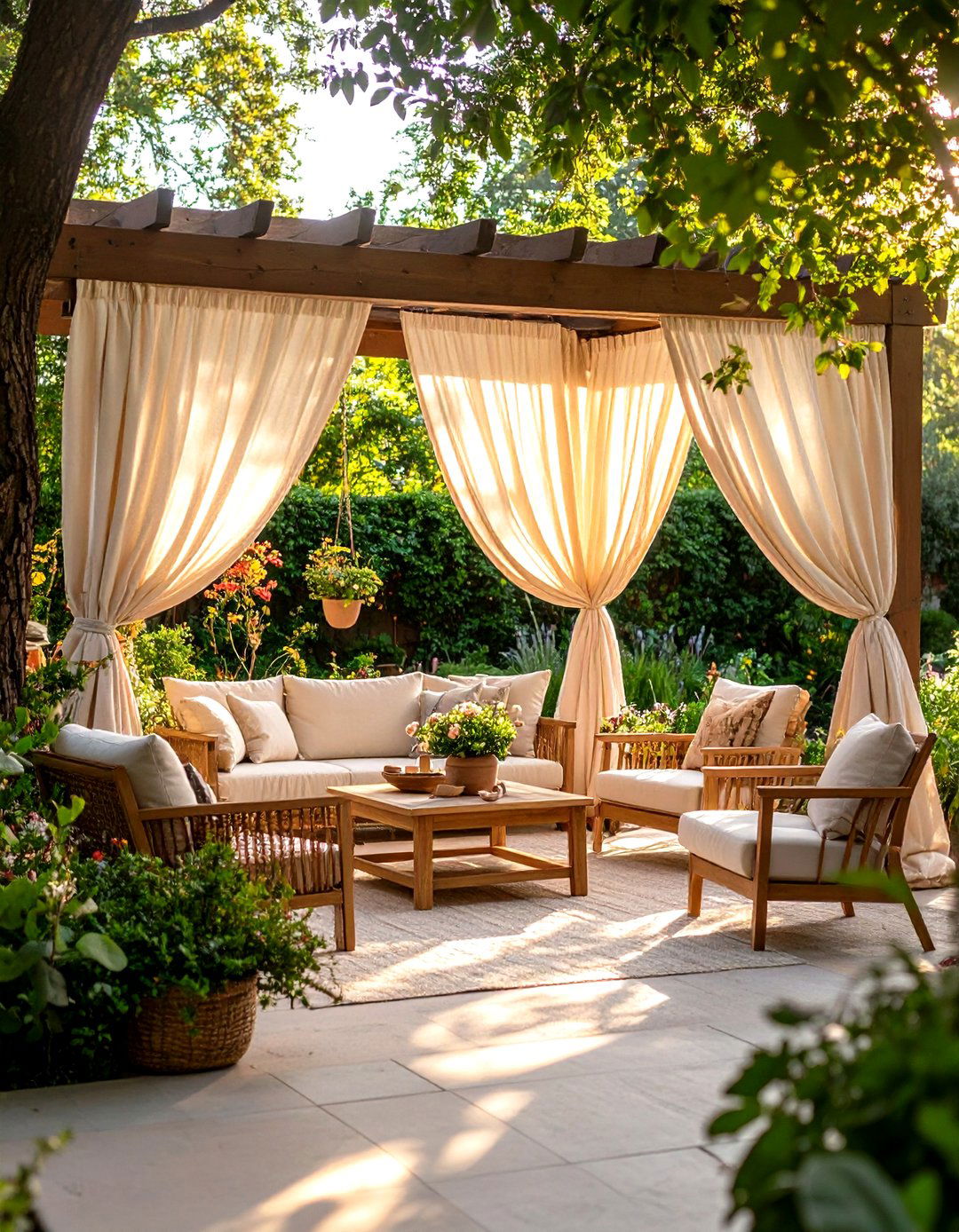 Natural Linen Patio Curtains for Earthy Texture - 30 patio curtain ideas