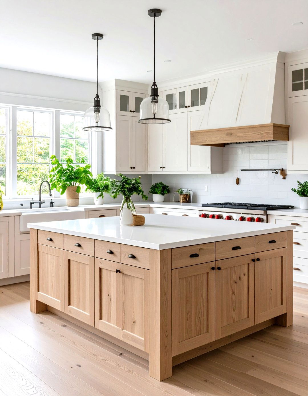 Natural Oak Kitchen Cabinets with a Light Wash - 30 kitchen cabinets paint ideas