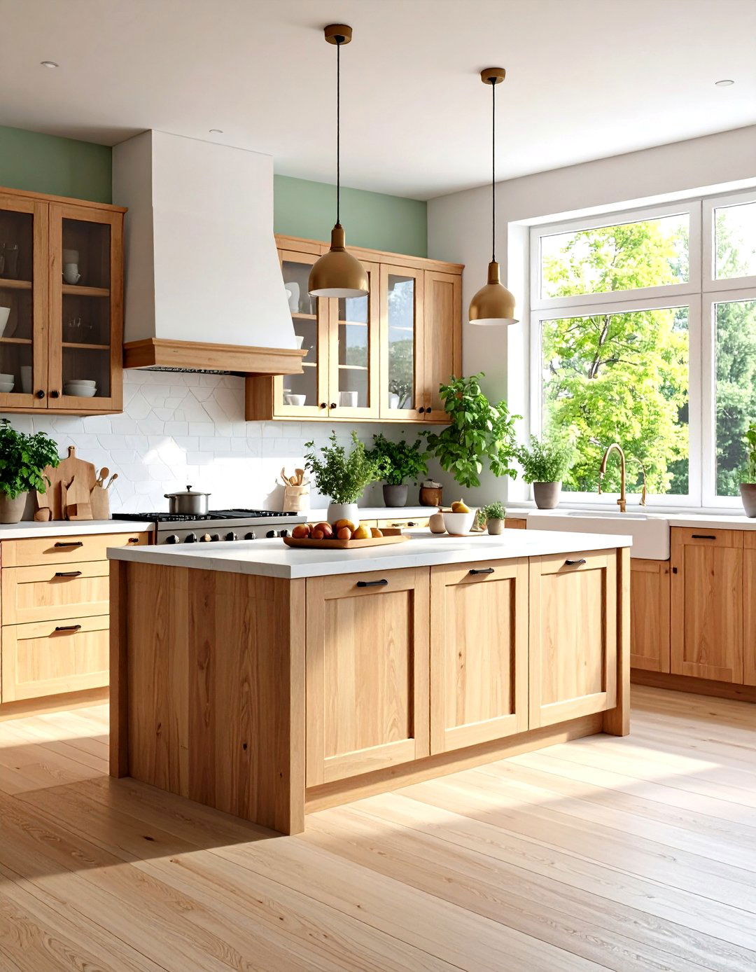 Natural Oak and White Kitchen Simplicity - 30 kitchen color trends 2025