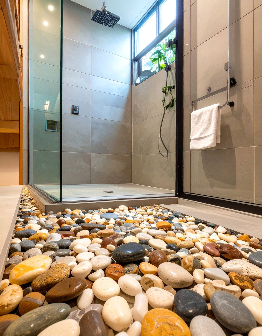 Natural Pebble Tile Shower Floor - 30 shower floor ideas