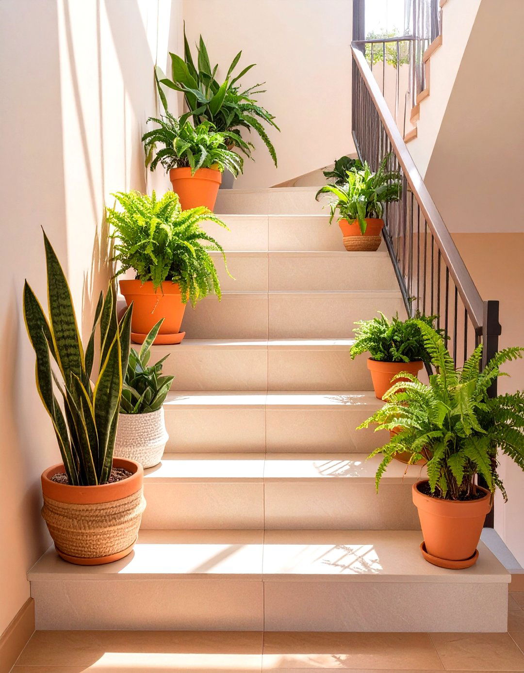Natural Plant Stairway Display - 30 stairway decor ideas