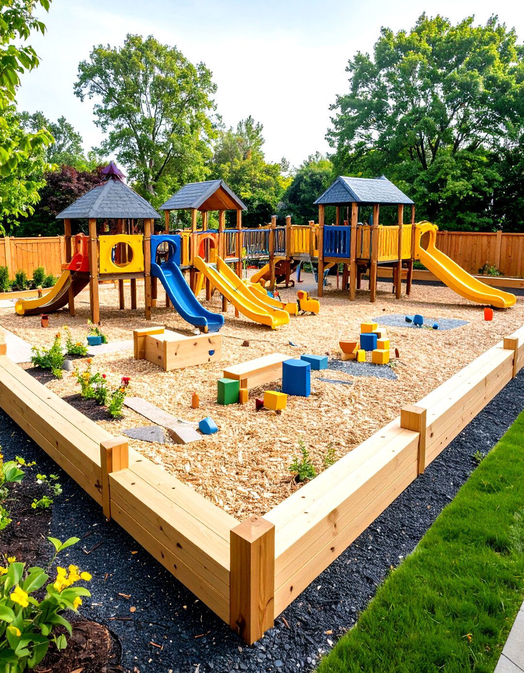 Natural Playground Border - 30 landscape timber ideas