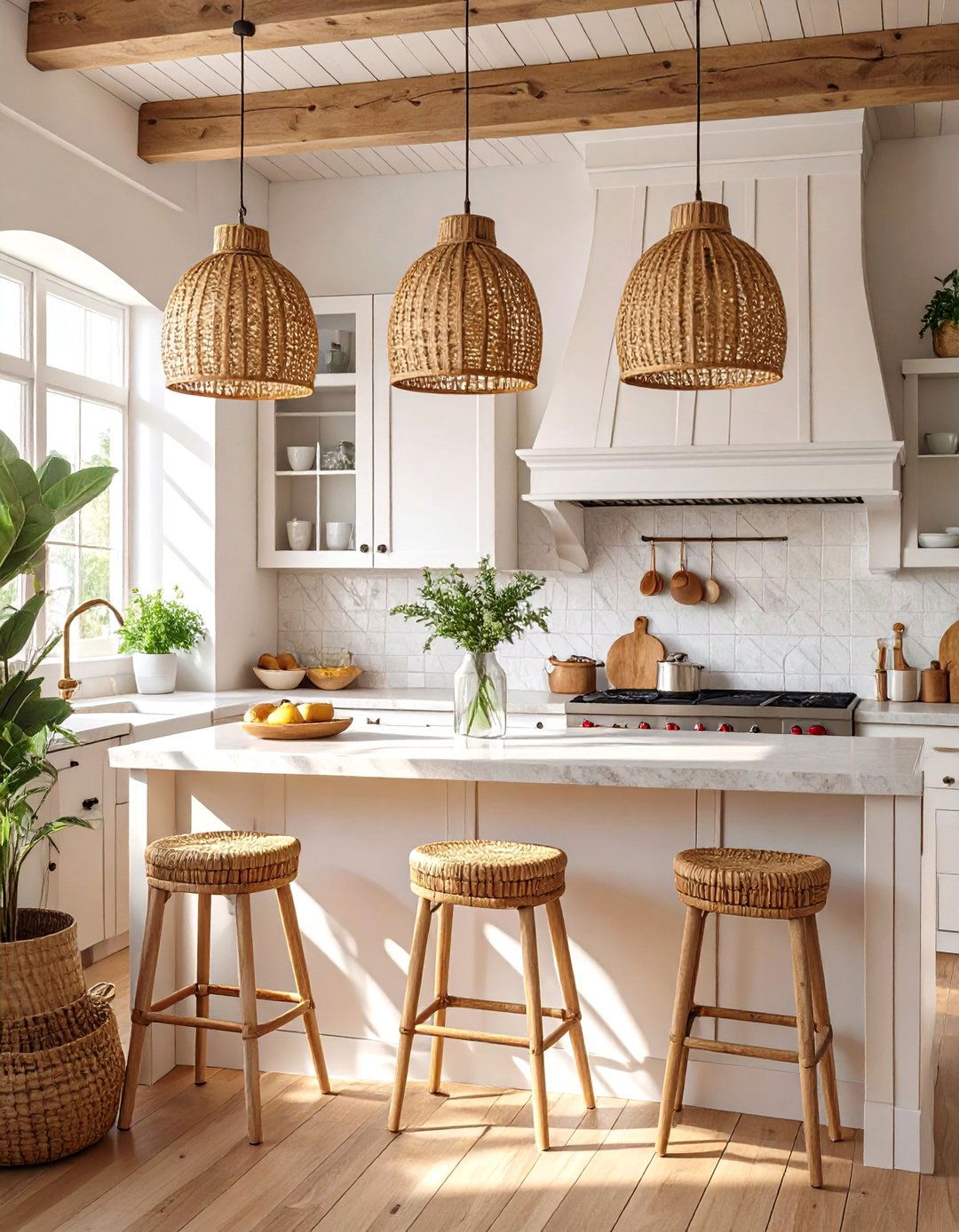 Natural Rattan and Wicker Kitchen - 30 coastal kitchen ideas