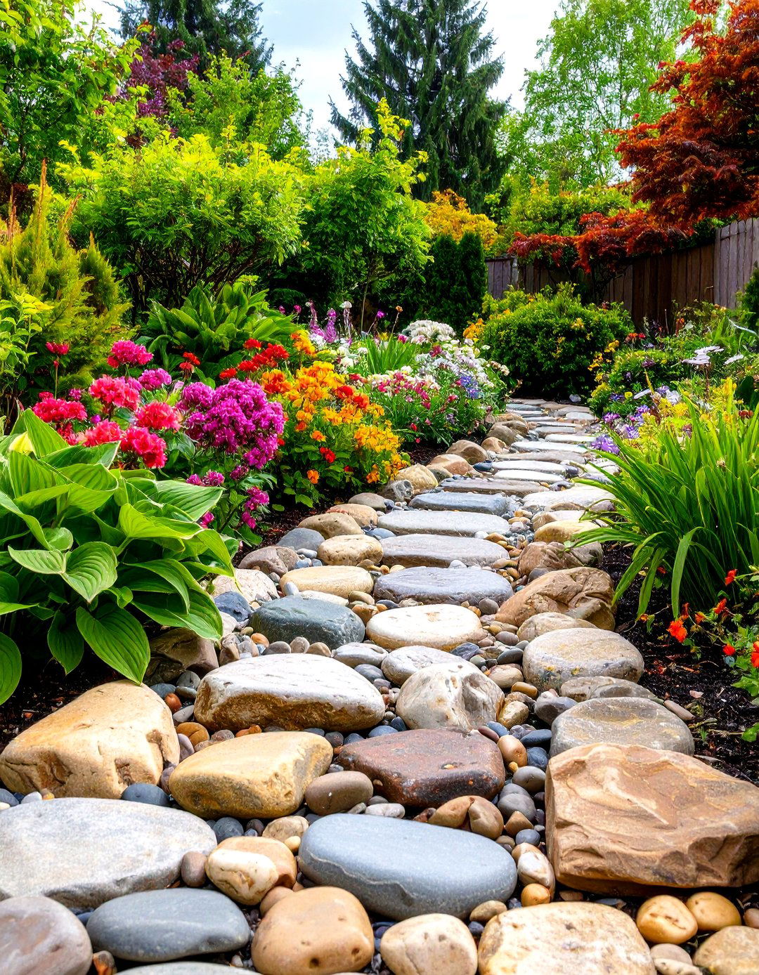 Natural River Rock Border - 30 landscaping border ideas