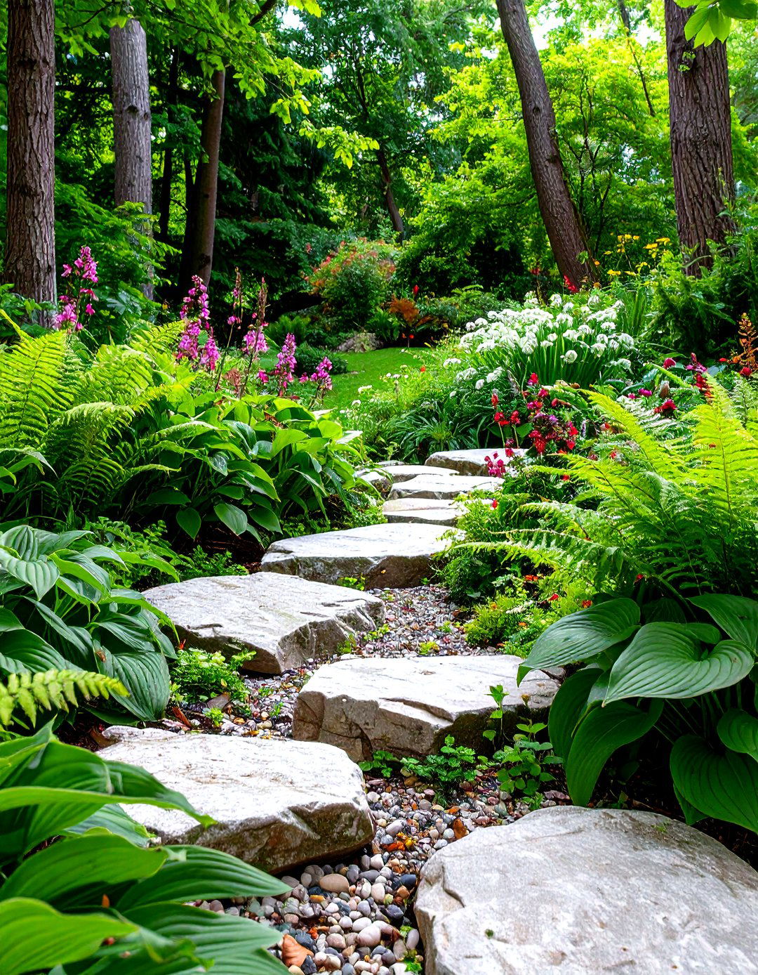 Natural River Rock Edging for a Pea Gravel Patio - 30 pea gravel patio edging ideas