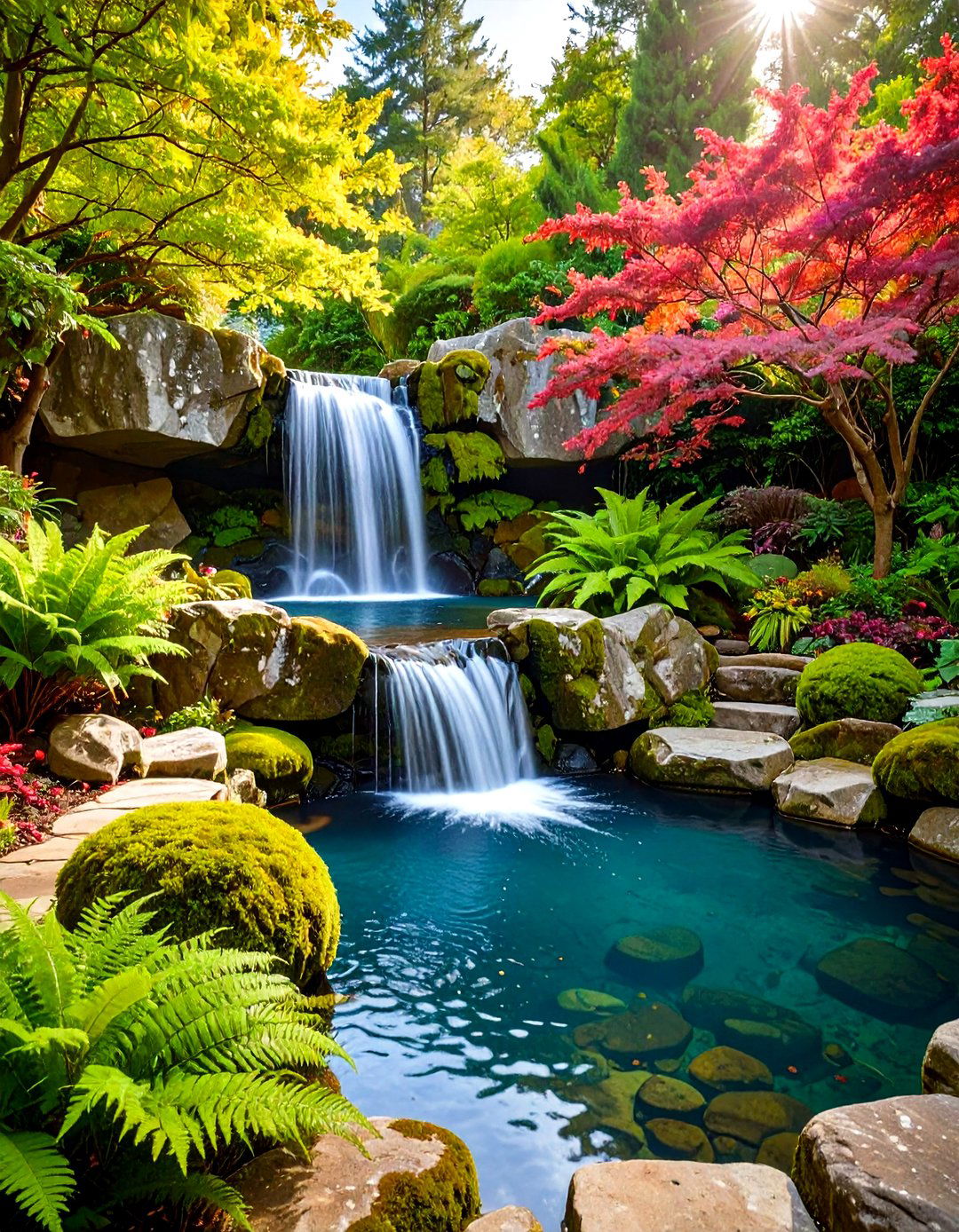 Natural Rock Waterfall Feature - 30 pool landscape ideas