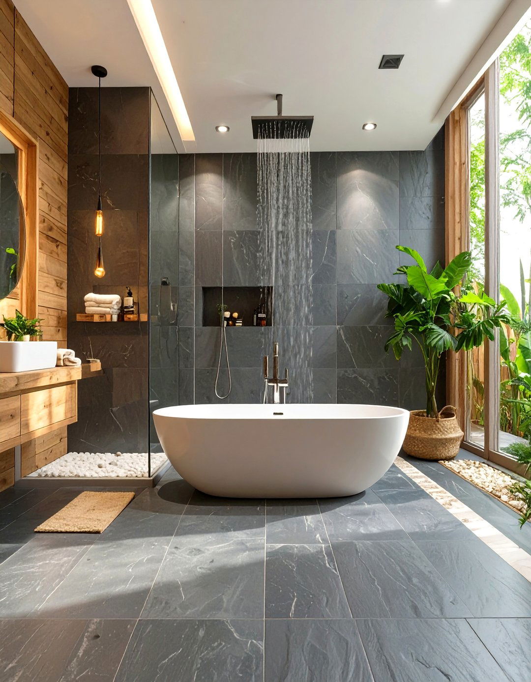 Natural Slate Bathroom Floor - 30 bathroom floor ideas