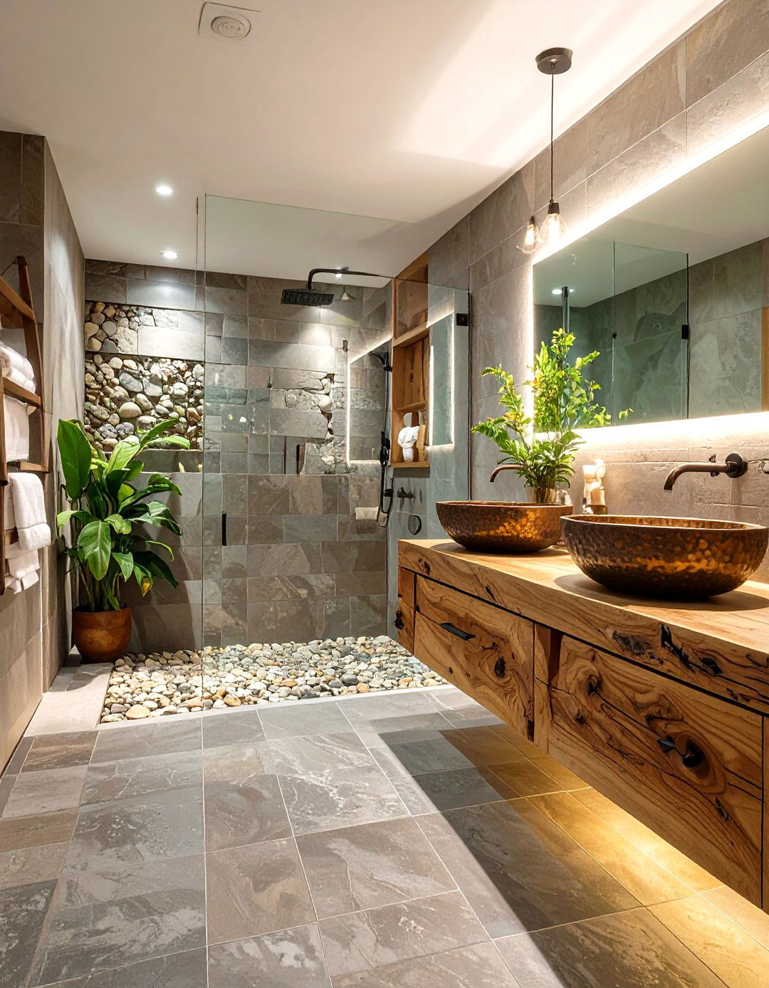Natural Slate Bathroom Tile Floor - 30 bathroom tile floor ideas