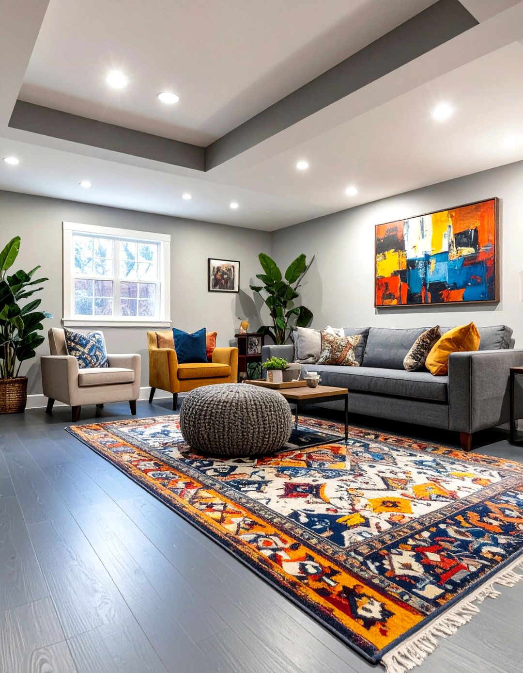 Natural Slate Gray Painted Floor - 30 basement floor paint ideas