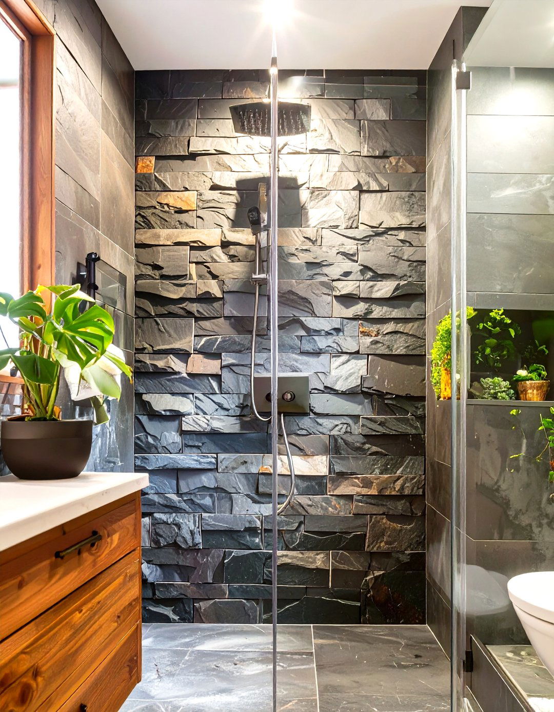 Natural Slate Shower Wall Tile - 30 shower wall tile ideas